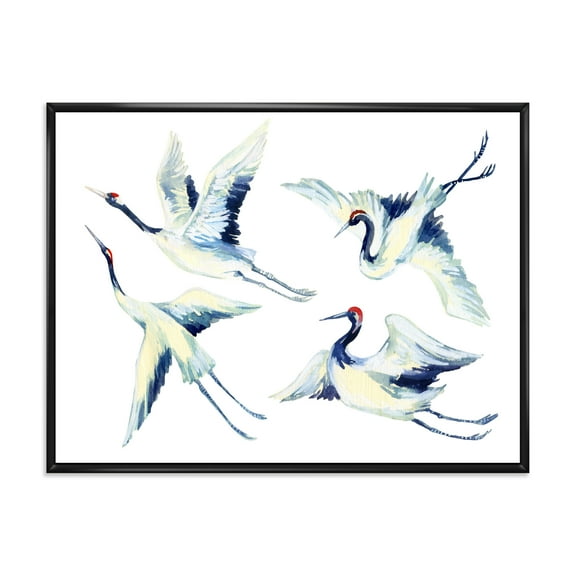 Designart 'Asian Crane Bird Impression II' Traditional Framed Canvas Wall Art Print