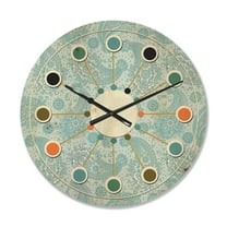 Designart 'Asian Floral Paisley With Retro' Mid-Century Modern Wood Wall Clock