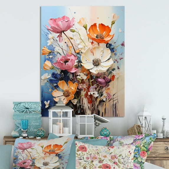 Designart "Assorted Bouquets Representation Colorfuled I" Floral Metal Wall Art Prints