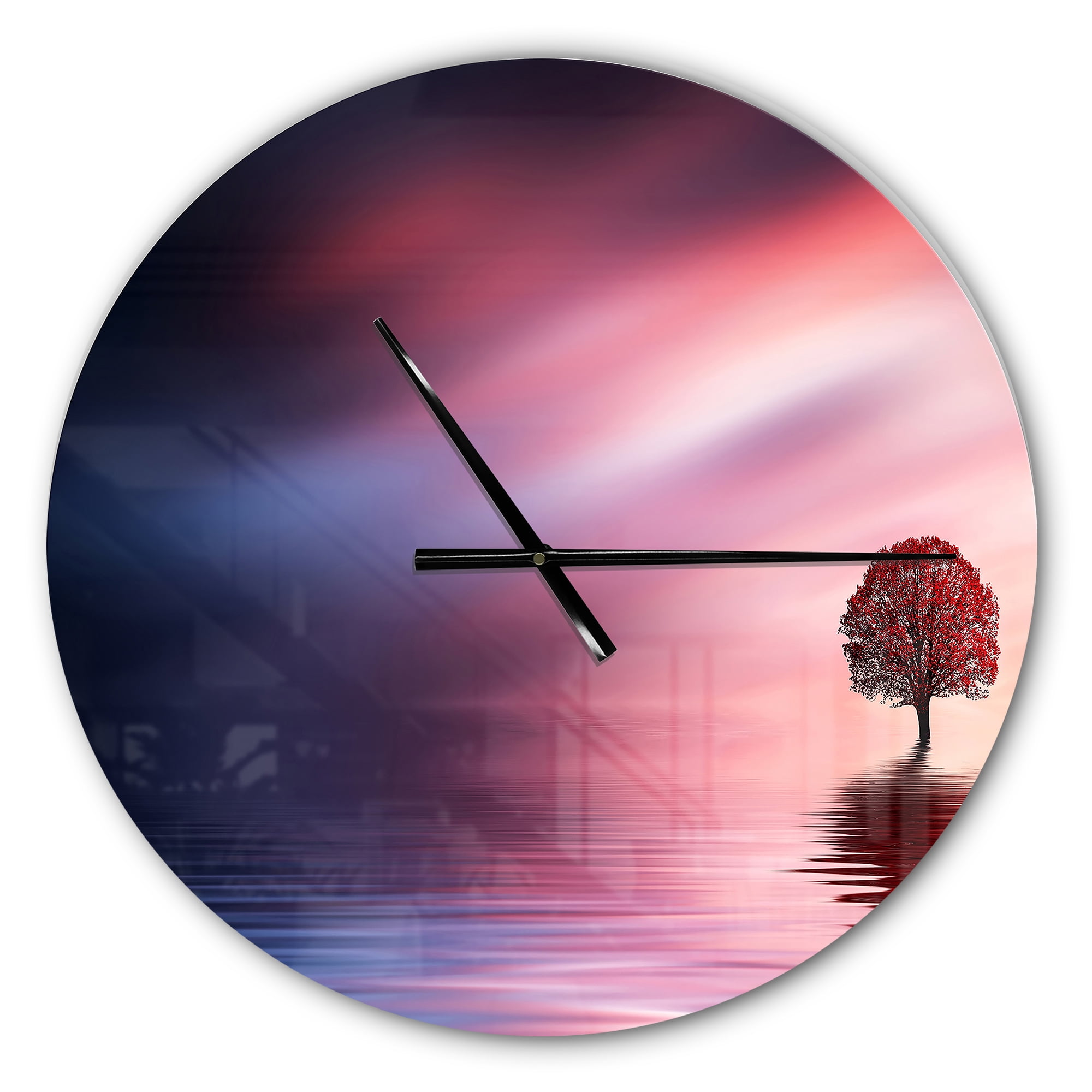 Designart 'Astonishing Lonely Tree with Birds ' Modern wall clock