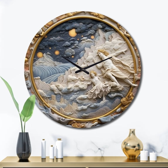 Designart "Astrology Nebula Marble in Cream III" Abstract Shapes Oversized Wall Clock