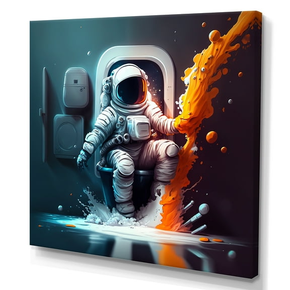 Designart Astronaut Couldn'T Hold It Canvas Wall Art