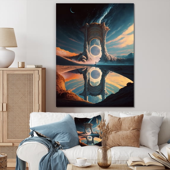 Designart "Astronaut'S Cosmic Reading III" Space Canvas Wall Art