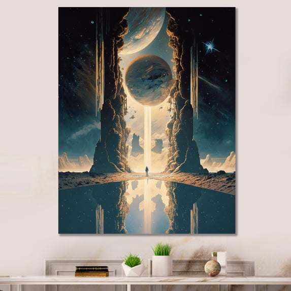 Designart "Astronaut'S Cosmic Reading IV" Space Wall Art For Bathroom