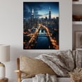 thumbnail image 1 of Designart "At Night Charlotte Cityscape art painting II" Cityscapes Metal Art Living Room, 1 of 1
