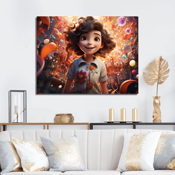 Designart "At The Animation Amusement I" Animation Canvas Art Print