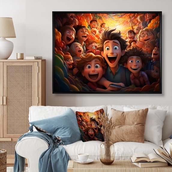Designart "At The Animation Amusement III" Animation Floater Framed Wall Art Print