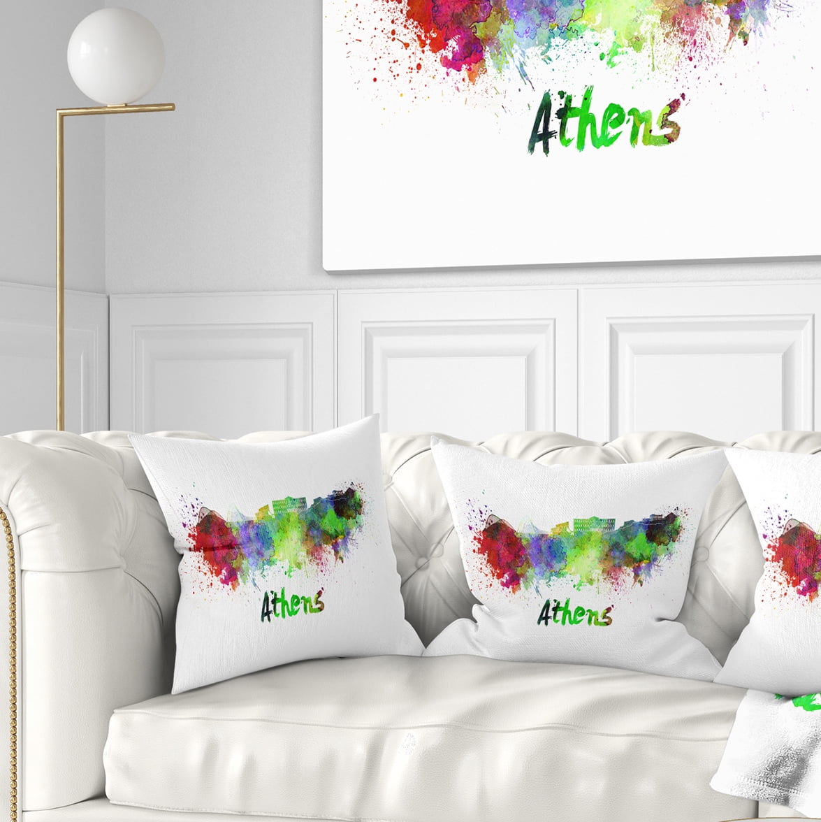 Designart Athens Skyline - Cityscape Throw Pillow - 18x18