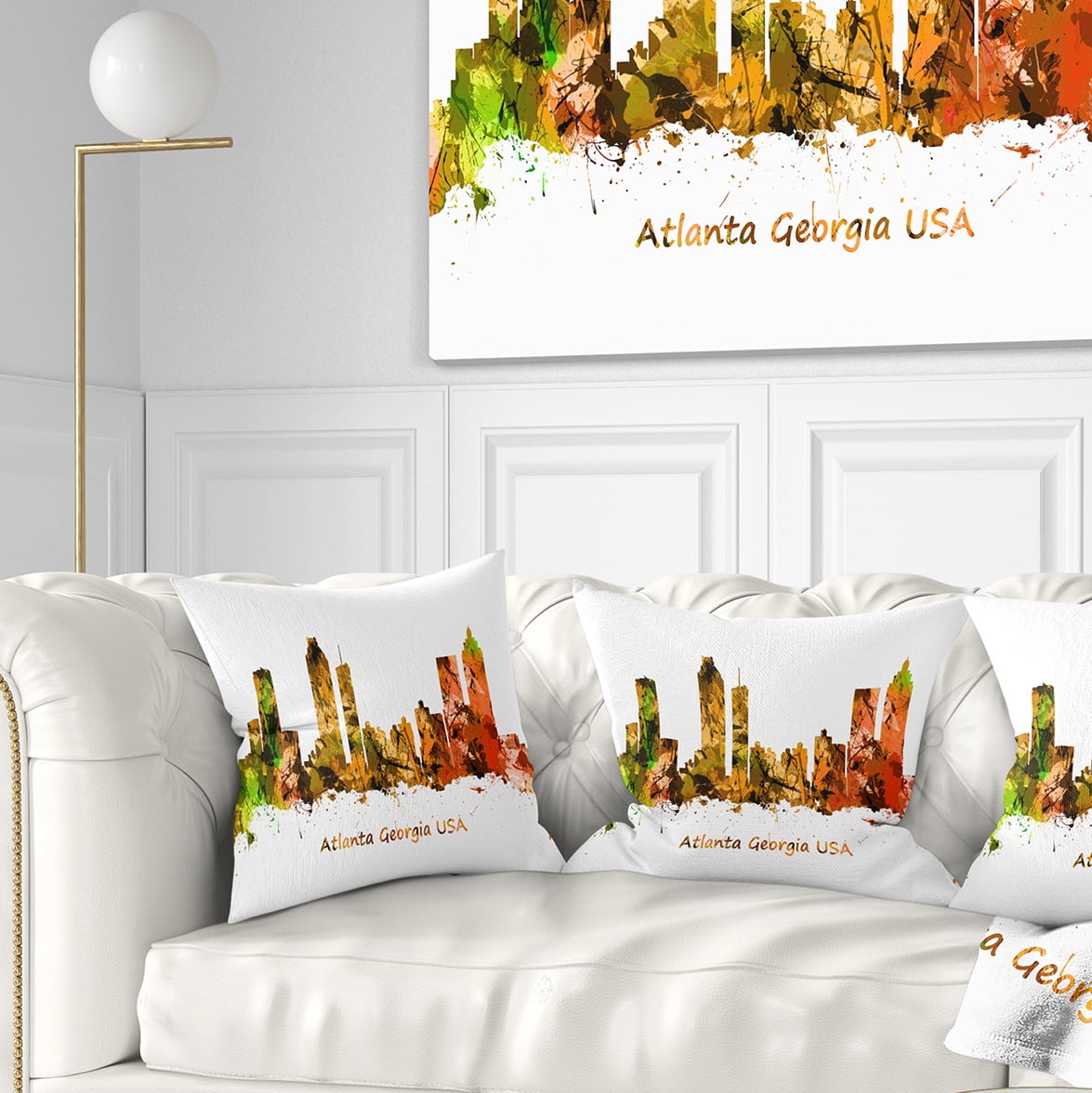 Designart Atlanta Georgia Skyline - Cityscape Throw Pillow - 16x16