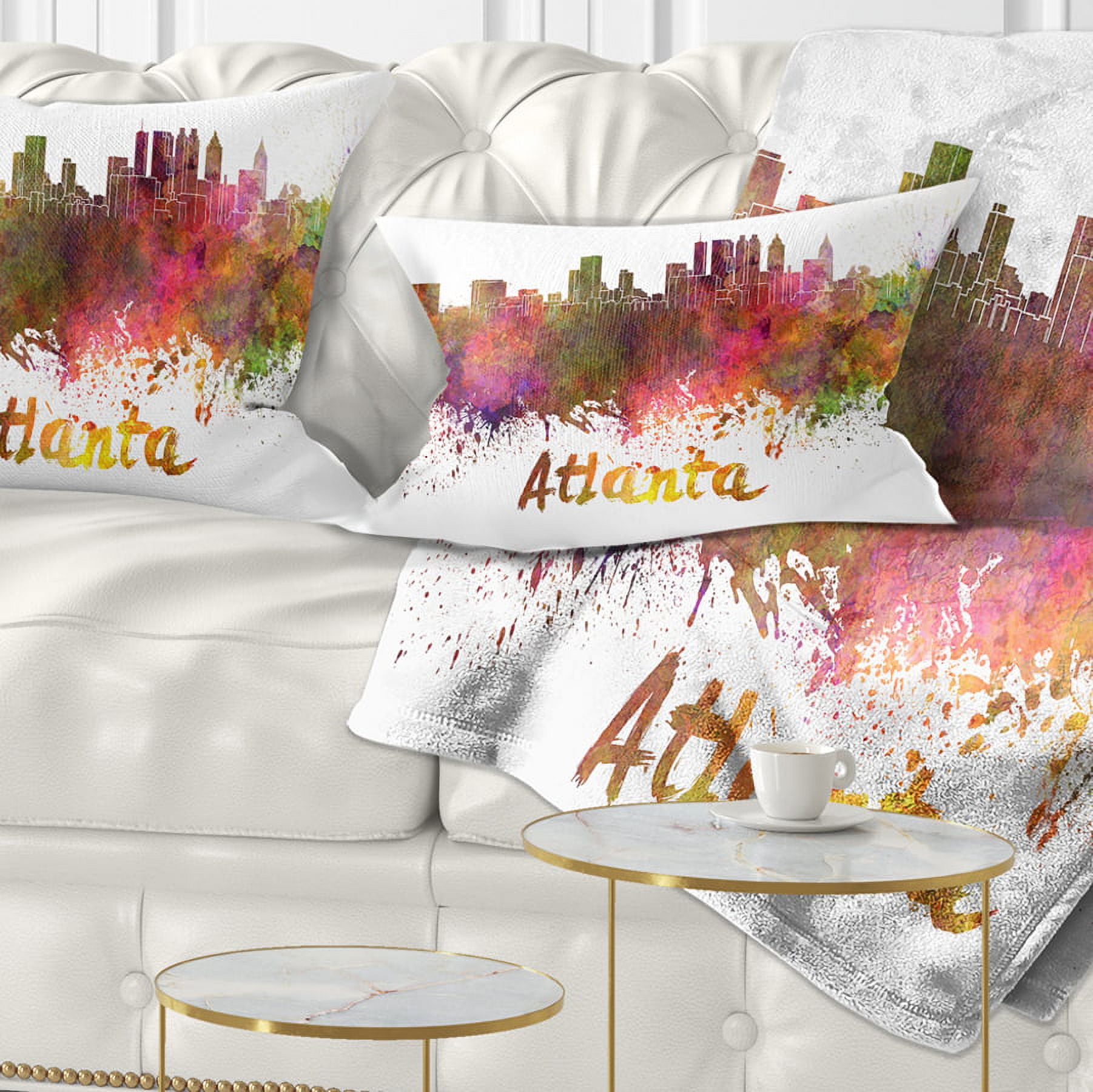 Designart Atlanta Skyline - Cityscape Throw Pillow - 12x20