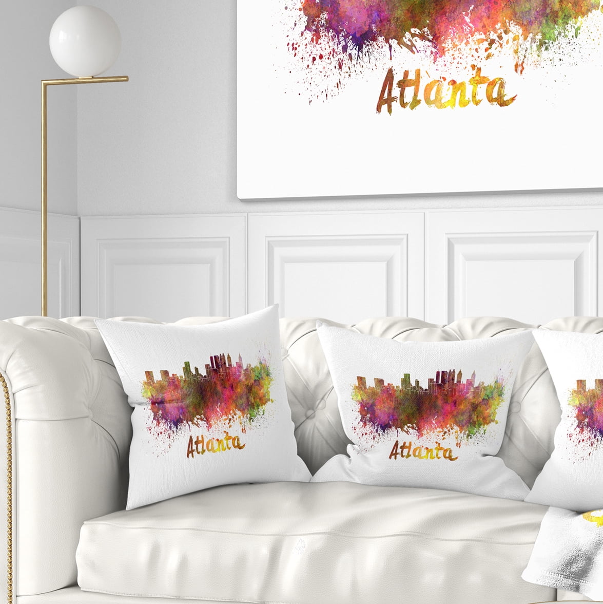 Designart Atlanta Skyline - Cityscape Throw Pillow - 16x16