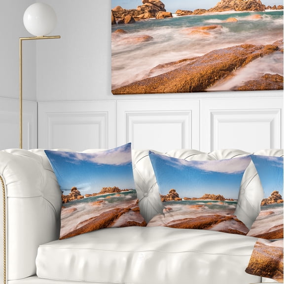 Designart Atlantic Ocean Cost in Brittany - Photography Throw Pillow - 16x16