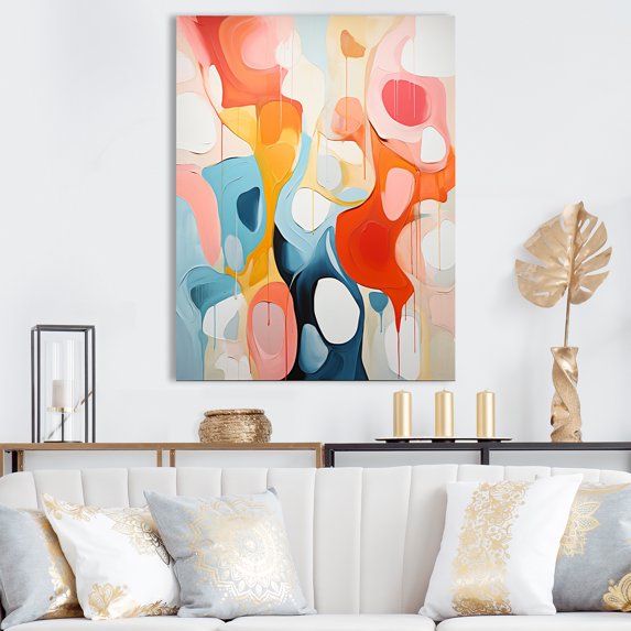 Designart "Atomic Abstraction Pink Beige Mid Century Art II" Abstract Canvas Art Print