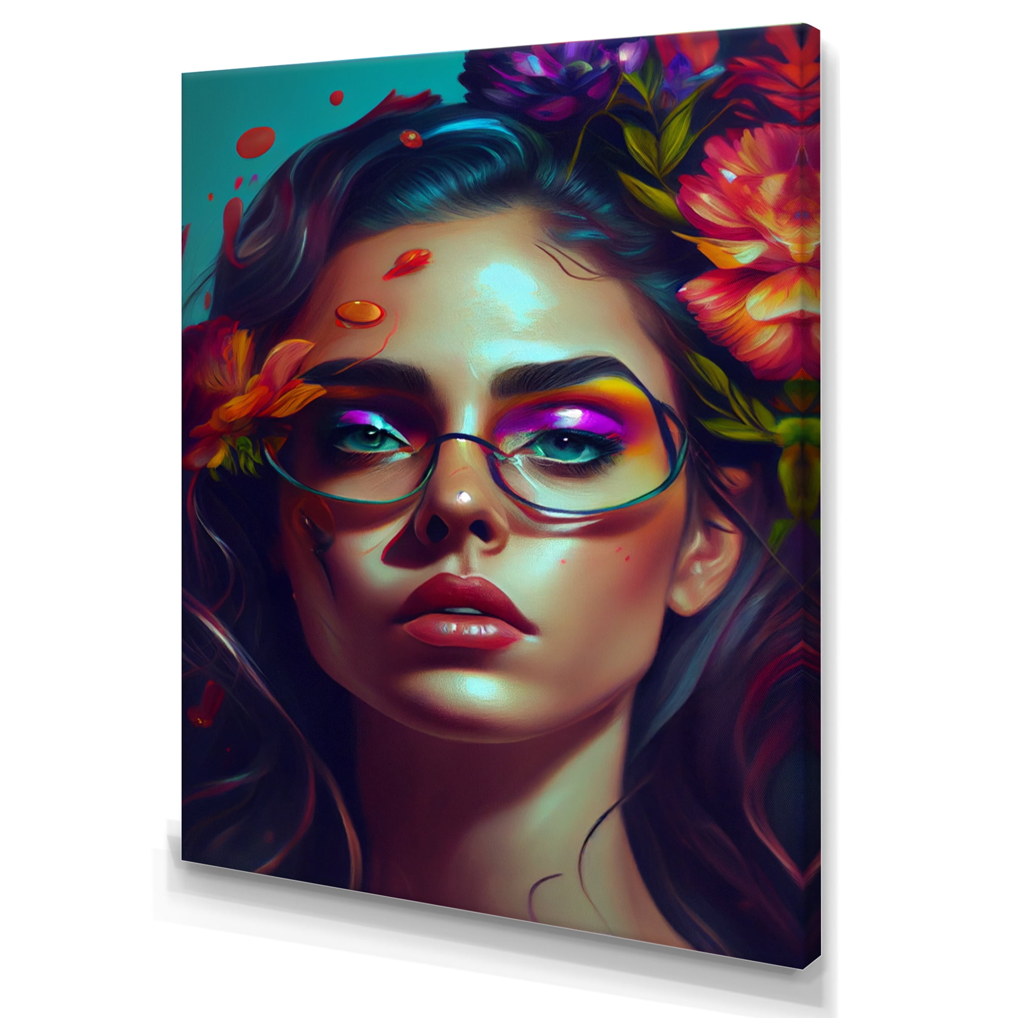 Designart Attractive Woman With Blue Hair IV Canvas Wall Art