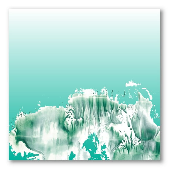 Designart ' Auquamarine Landscape Turquoise Splashes ' Traditional Canvas Wall Art Print