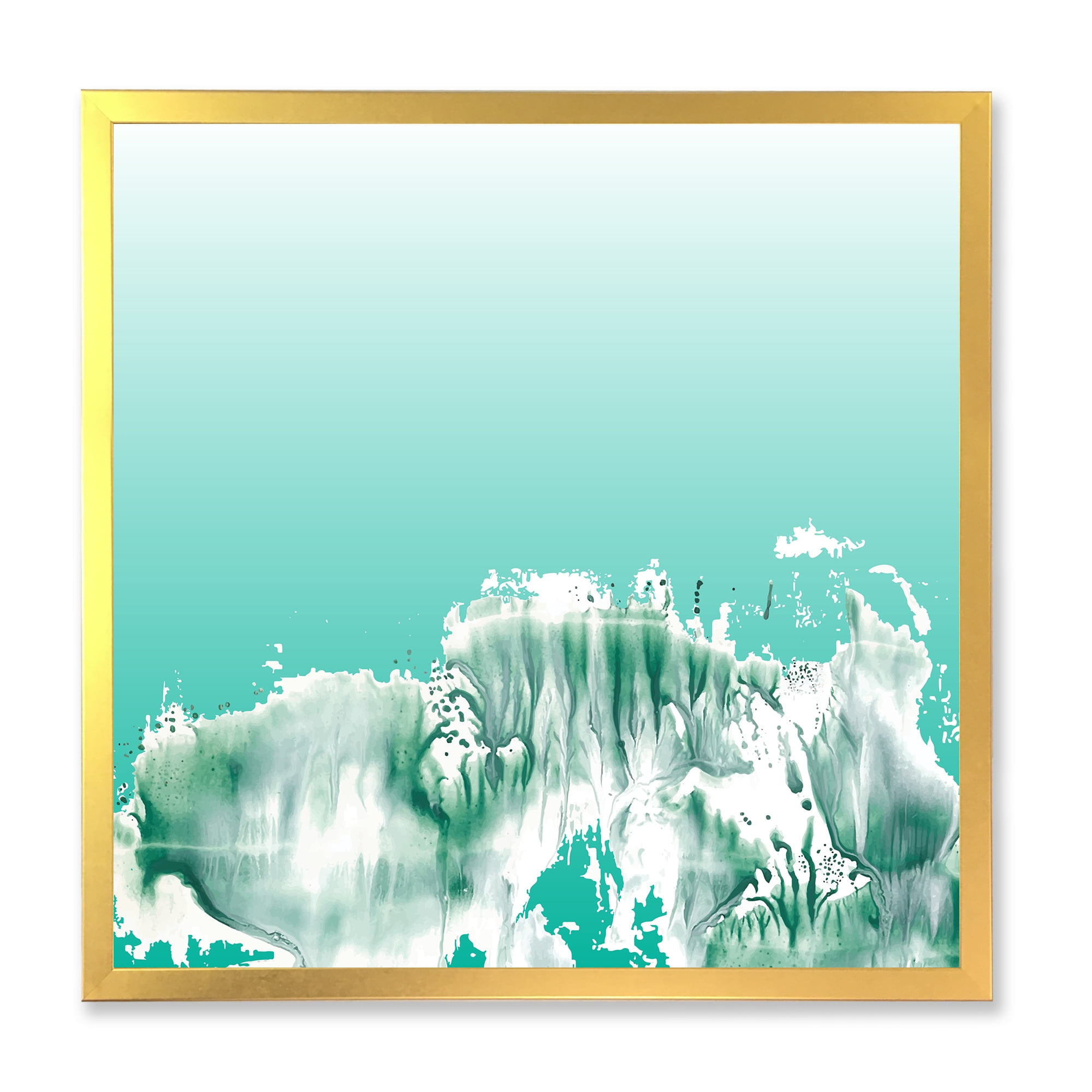 Designart 'Auquamarine Landscape Turquoise Splashes' Traditional Framed Art Print