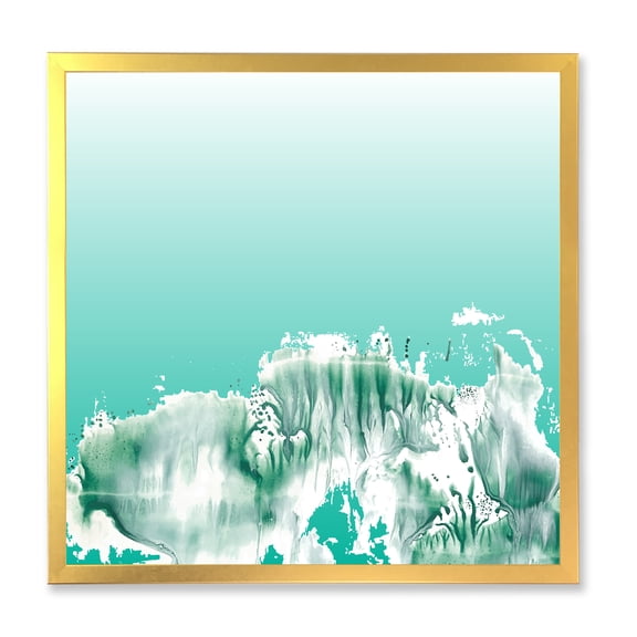 Designart 'Auquamarine Landscape Turquoise Splashes' Traditional Framed Art Print