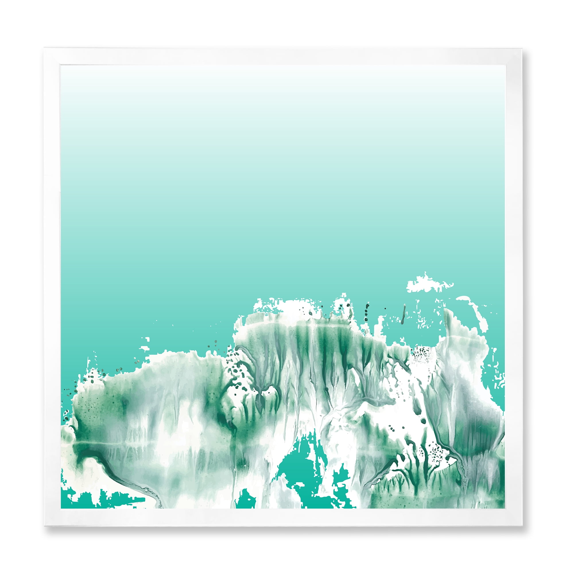 Designart 'Auquamarine Landscape Turquoise Splashes' Traditional Framed Art Print