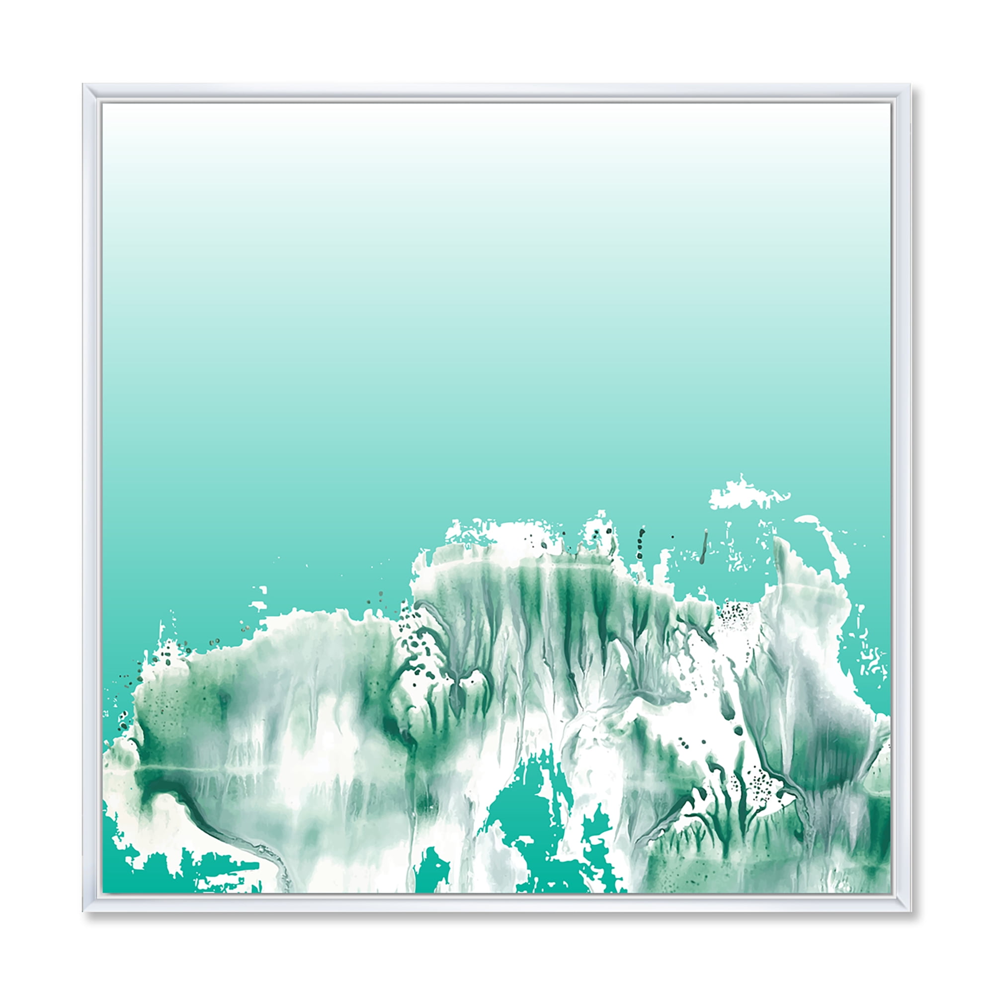 Designart 'Auquamarine Landscape Turquoise Splashes' Traditional Framed Canvas Wall Art Print