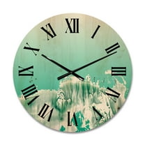 Designart 'Auquamarine Landscape Turquoise Splashes' Traditional Wood Wall Clock