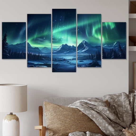 Designart "Aurora Borealis Magic II" Aurora Borealis Metal Wall Decor Set