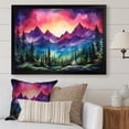thumbnail image 1 of Designart "Aurora Borealis in Pink Canadian Sky I" Landscapes Framed Wall Art Decor - Coastal Pink Landscape Cottage Mountains Winter Entryway Framed Wall Art, 1 of 6