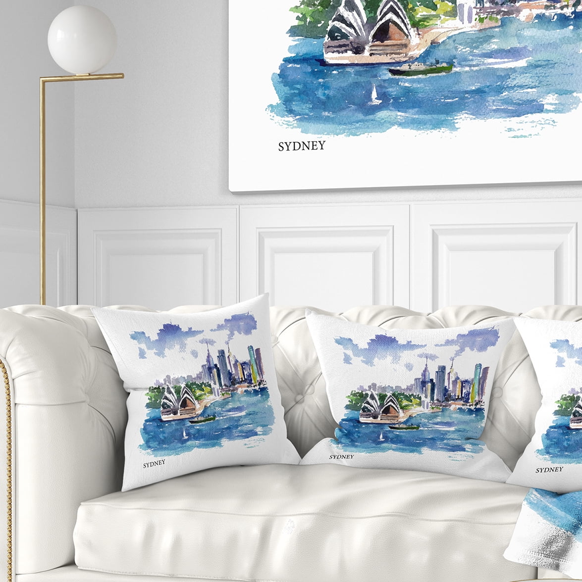 Designart Australia Vector Illustration - Cityscape Painting Throw Pillow - 18x18