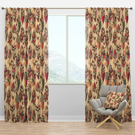 Designart 'Autum Retro Flowers' Floral Blackout Curtain Panel