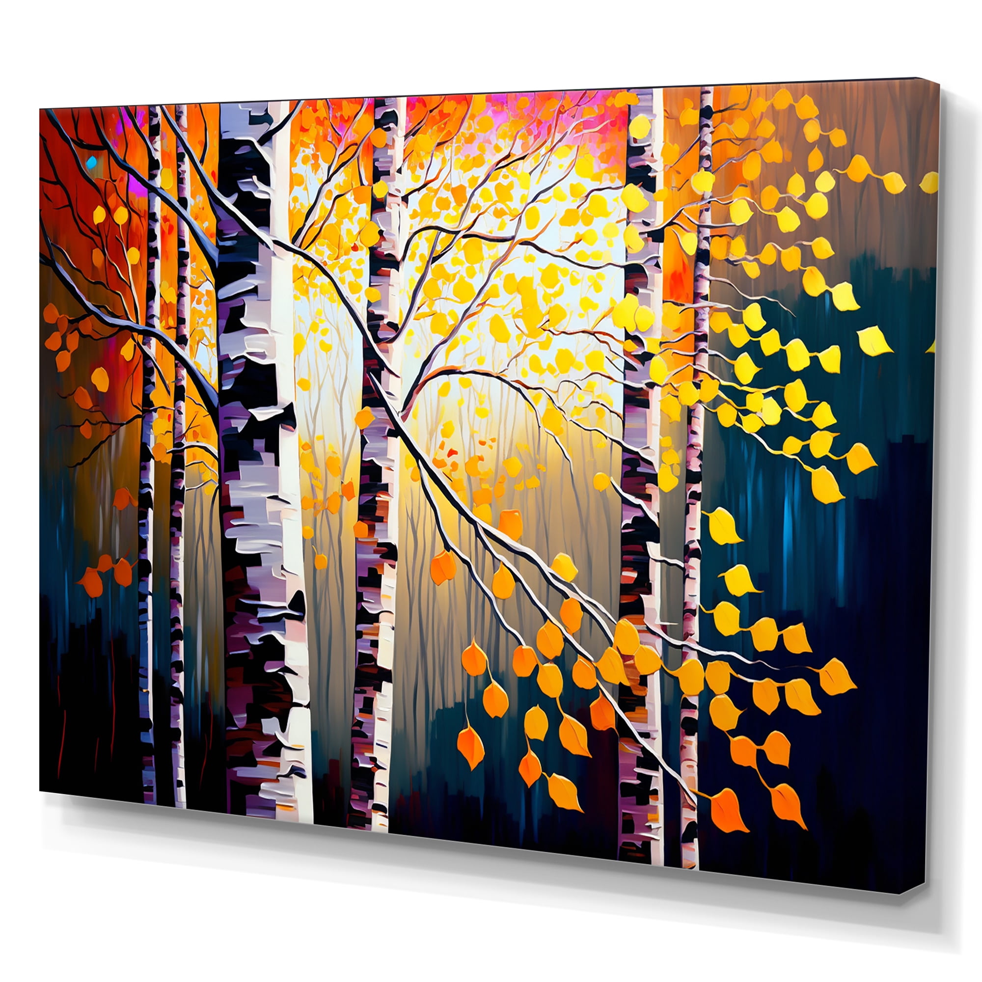 Designart Autumn Birch Trees Forest I Canvas Wall Art