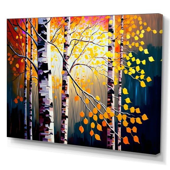 Designart Autumn Birch Trees Forest I Canvas Wall Art
