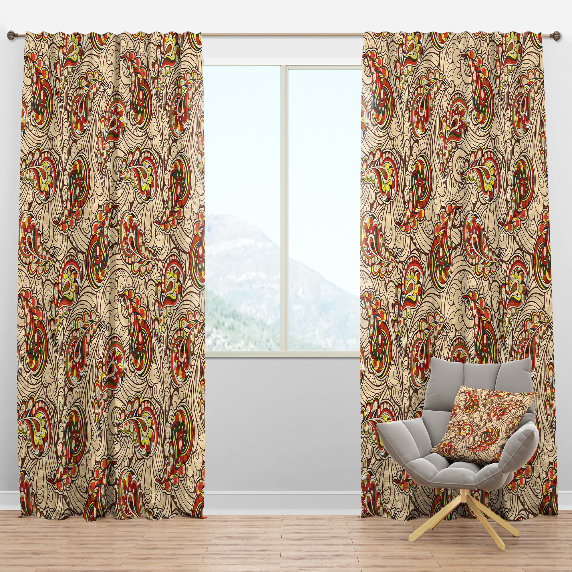 Designart 'Autumn Botanical Pattern' Bohemian & Eclectic Blackout Curtain Panel