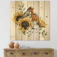 thumbnail image 1 of Designart 'Autumn Bouquet With Robin Redbreasts Sunflowers Cotton' Traditional Print on Natural Pine Wood, 1 of 5
