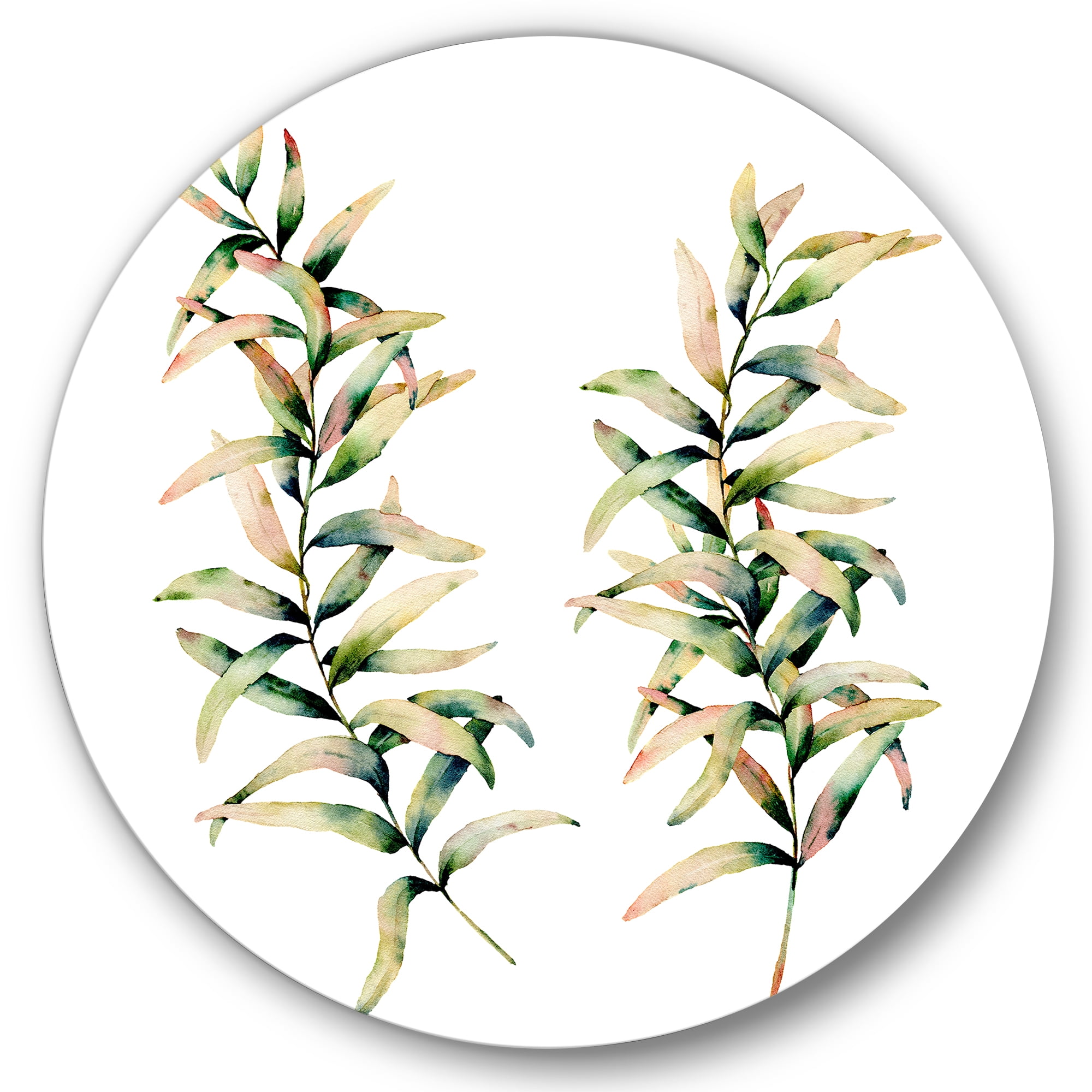 Designart 'Autumn Branches of Grass ' Traditional Circle Metal Wall Art 11x11 - Disc of 11