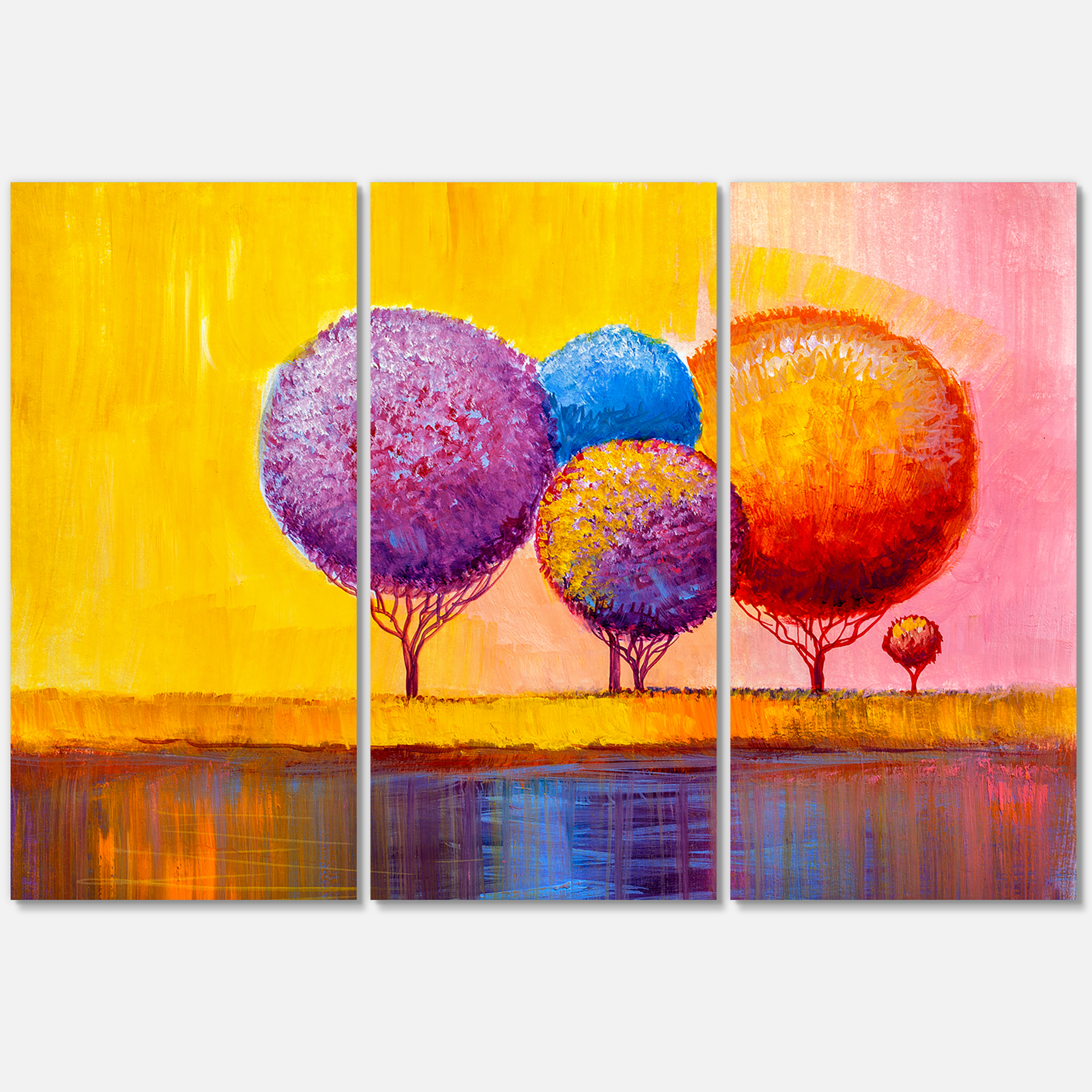 Designart ' Autumn Colorful Fantasy Trees I ' Modern Canvas Wall Art Print