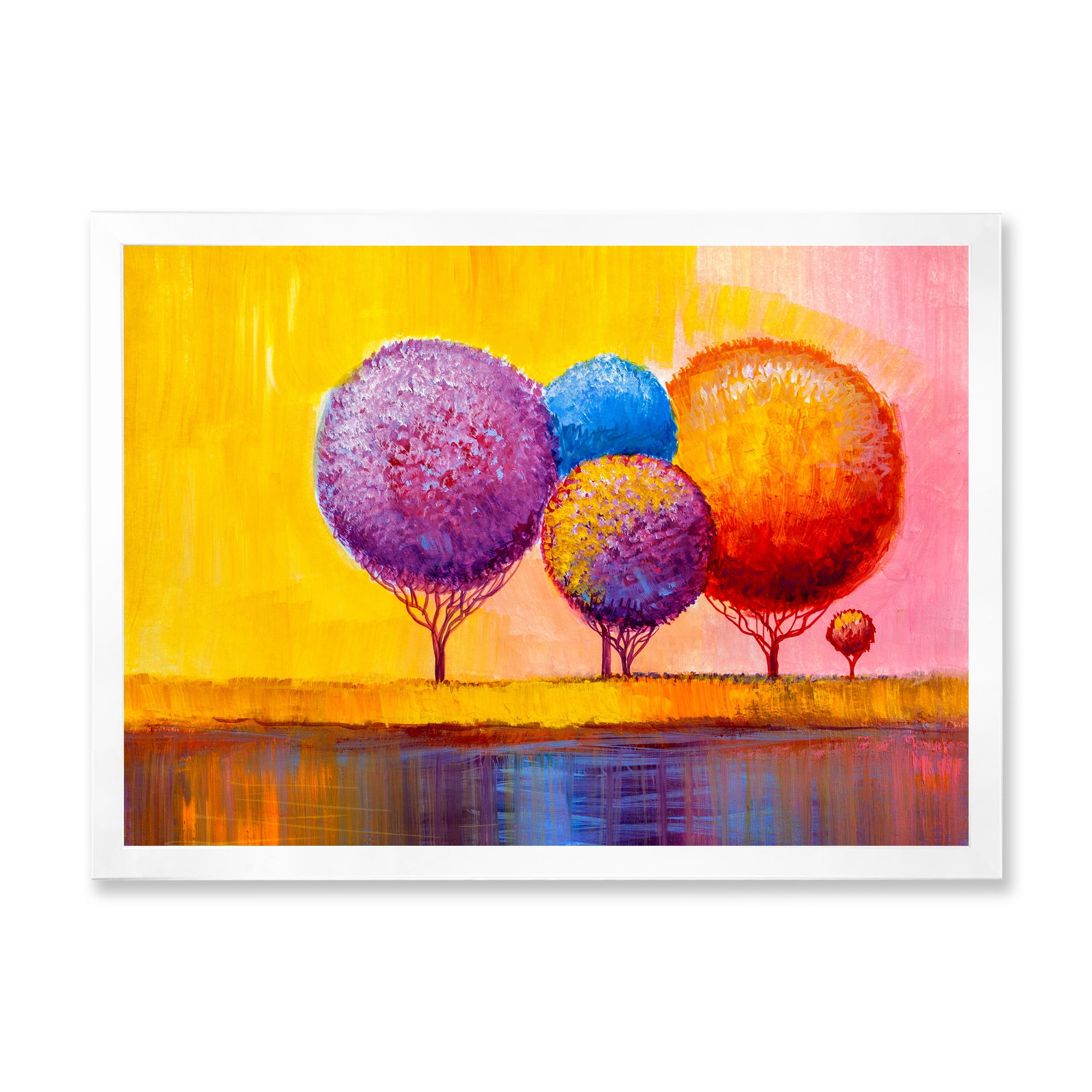 Designart 'Autumn Colorful Fantasy Trees I' Modern Framed Art Print