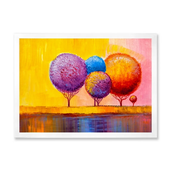 Designart 'Autumn Colorful Fantasy Trees I' Modern Framed Art Print