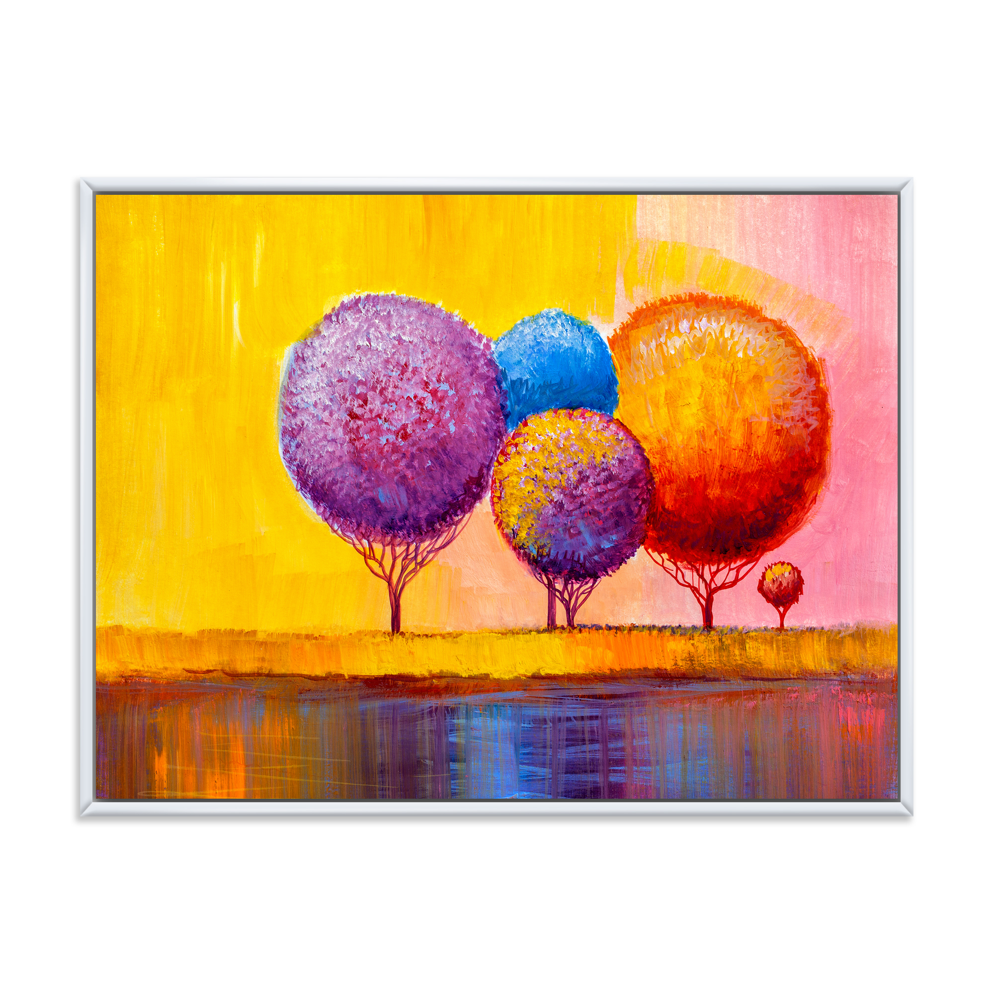 Designart 'Autumn Colorful Fantasy Trees I' Modern Framed Canvas Wall Art Print