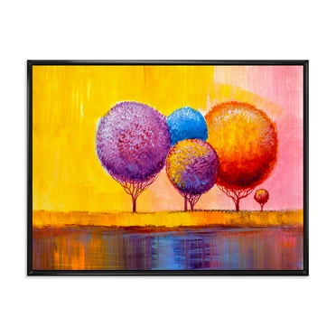 Designart 'Autumn Colorful Fantasy Trees I' Modern Framed Canvas Wall Art Print