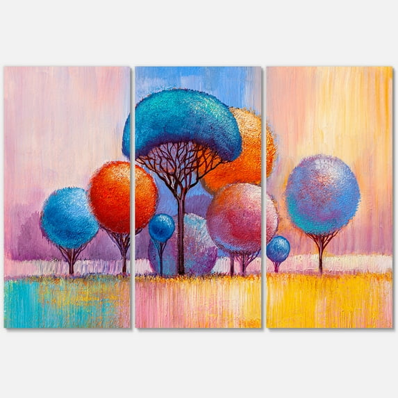 Designart ' Autumn Colorful Fantasy Trees II ' Modern Canvas Wall Art Print