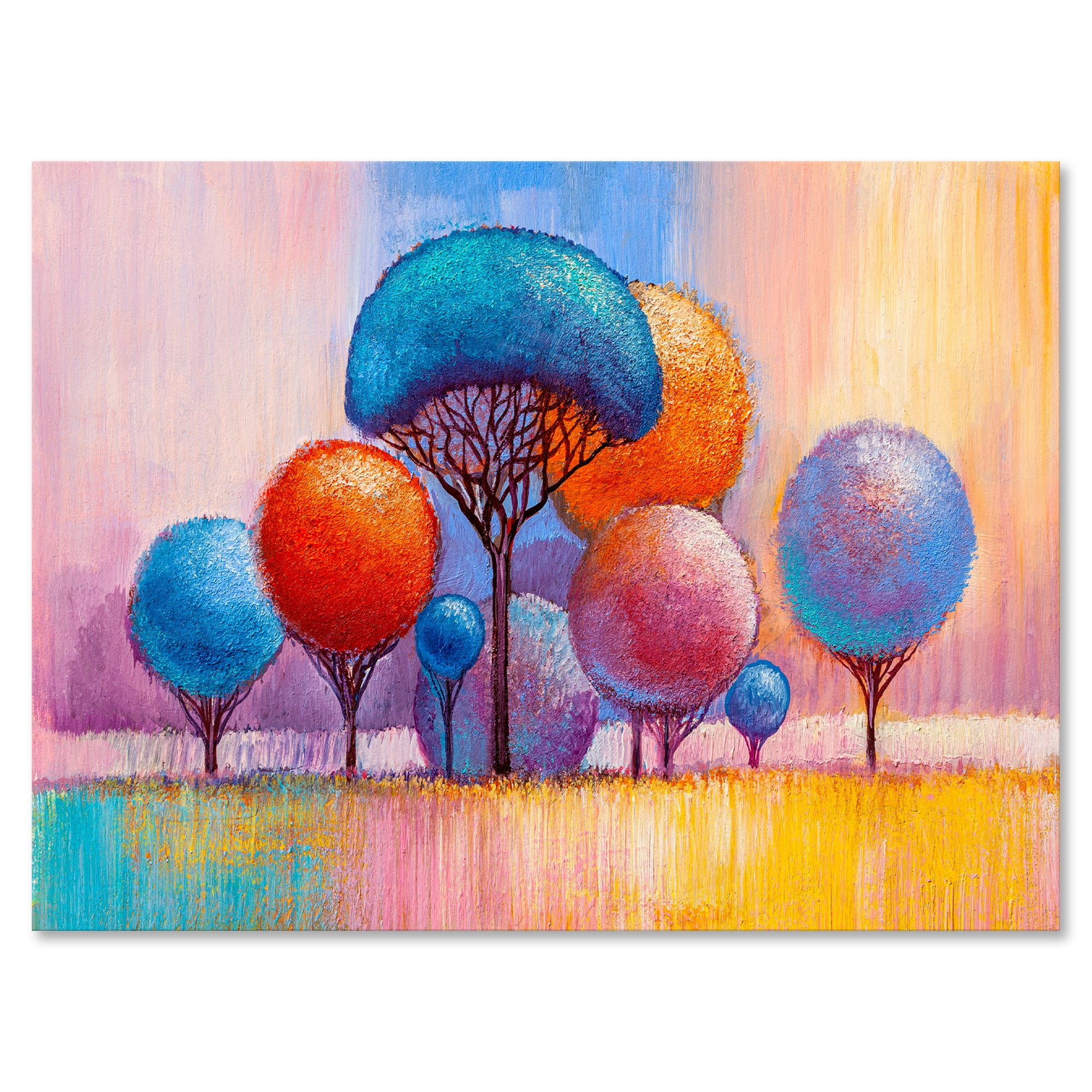Designart ' Autumn Colorful Fantasy Trees II ' Modern Canvas Wall Art Print