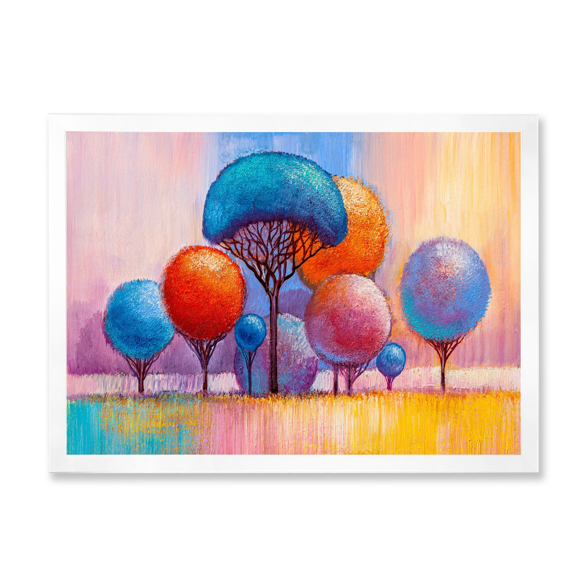Designart 'Autumn Colorful Fantasy Trees II' Modern Framed Art Print