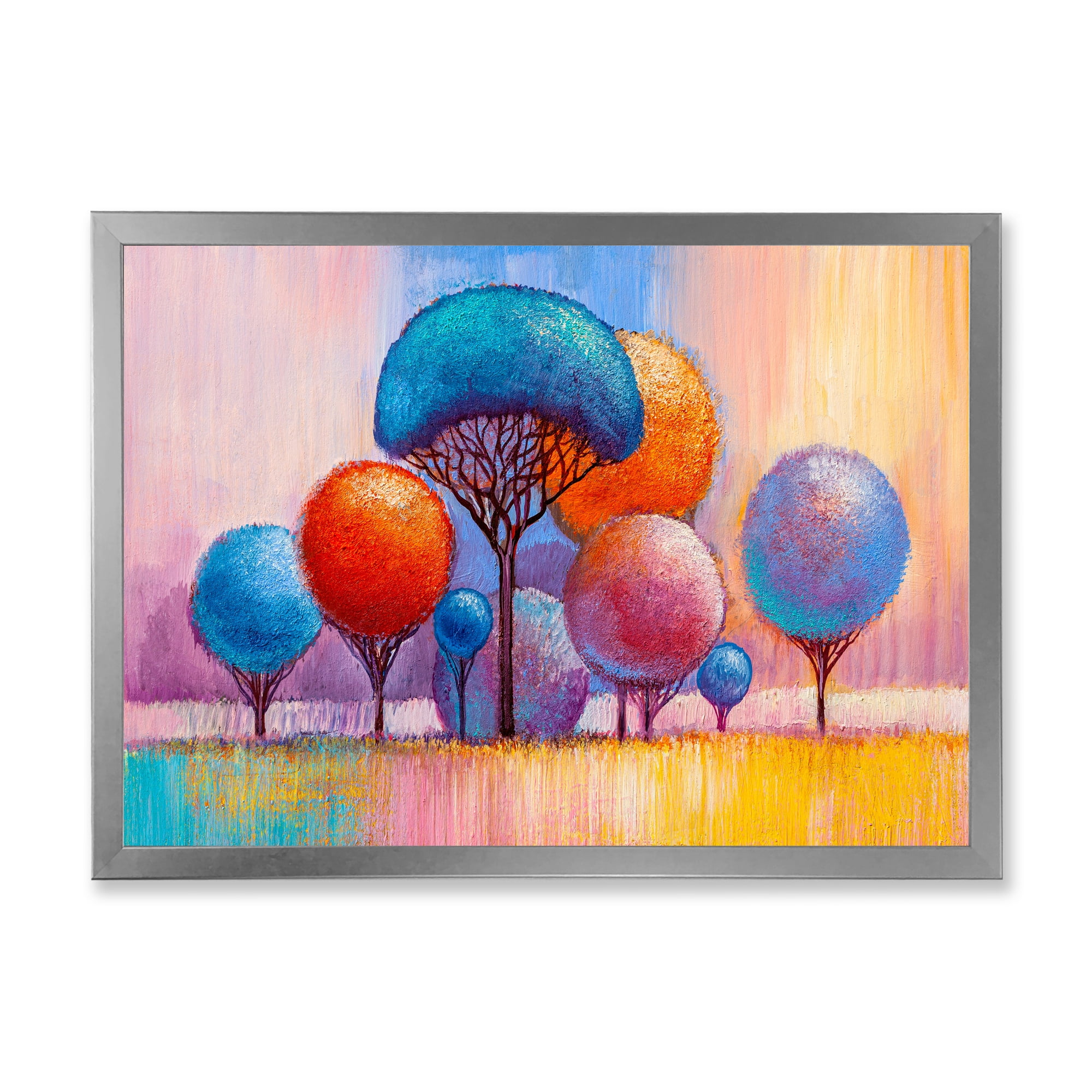 Designart 'Autumn Colorful Fantasy Trees II' Modern Framed Art Print