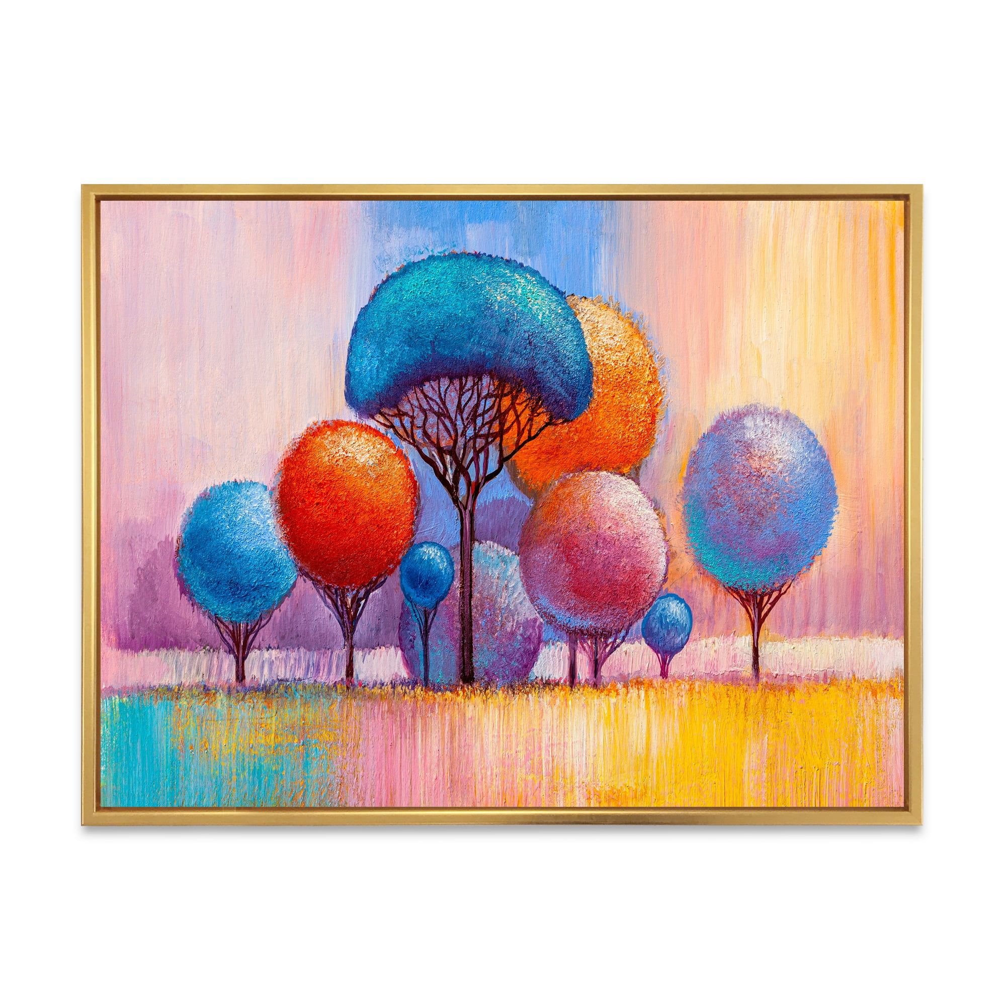 Designart 'Autumn Colorful Fantasy Trees II' Modern Framed Canvas Wall Art Print