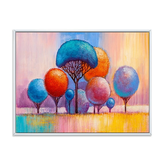 Designart 'Autumn Colorful Fantasy Trees II' Modern Framed Canvas Wall Art Print
