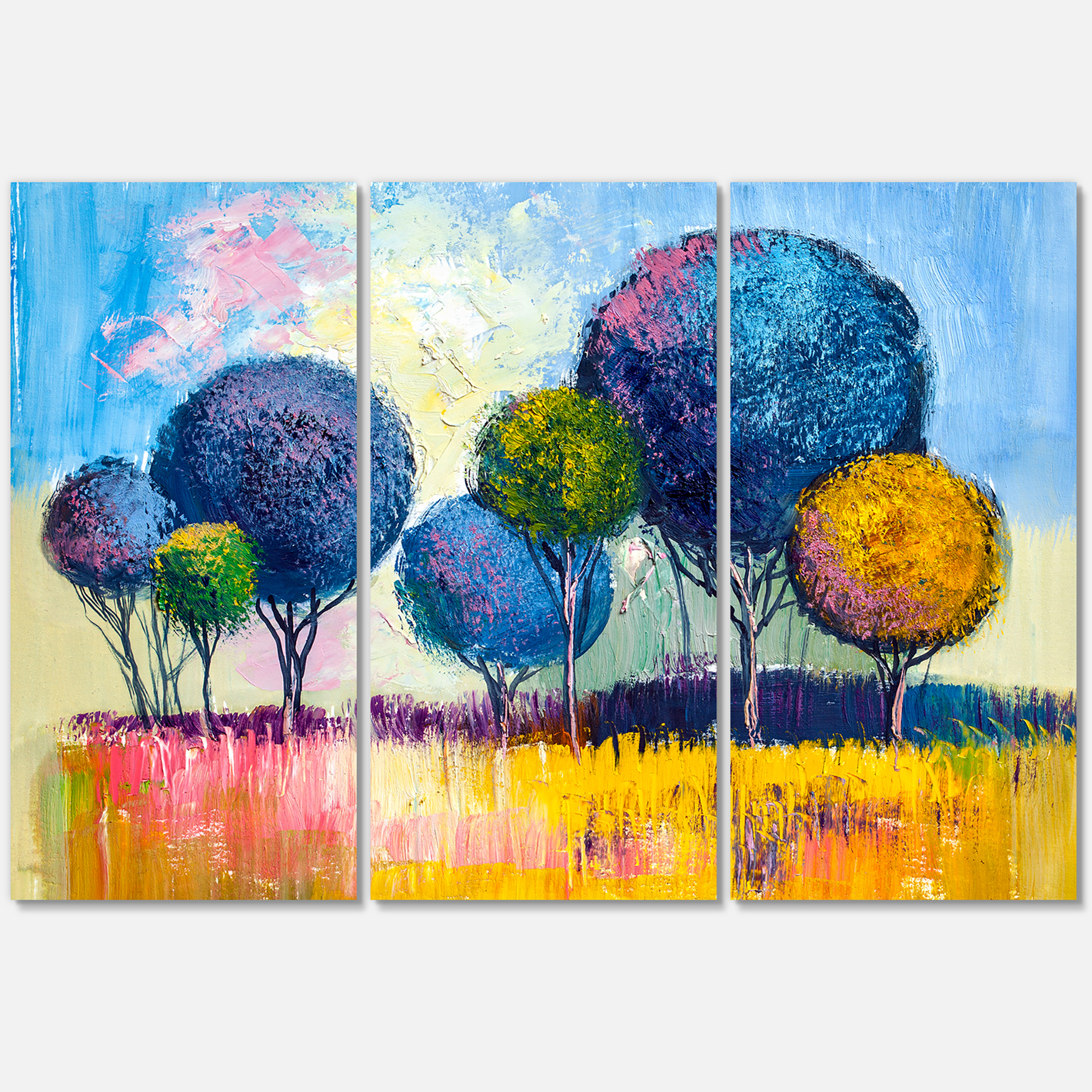Designart ' Autumn Colorful Fantasy Trees III ' Modern Canvas Wall Art Print