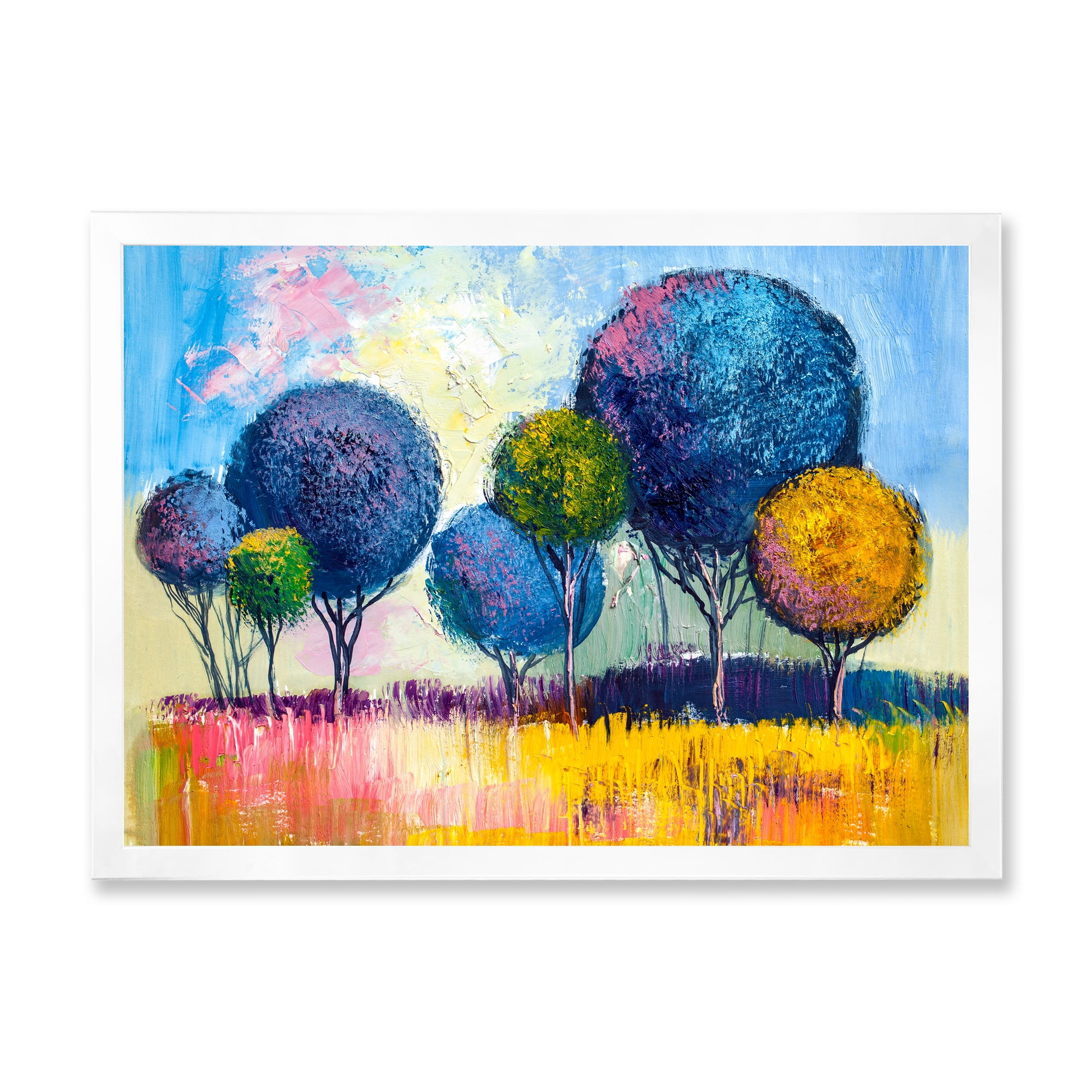 Designart 'Autumn Colorful Fantasy Trees III' Modern Framed Art Print