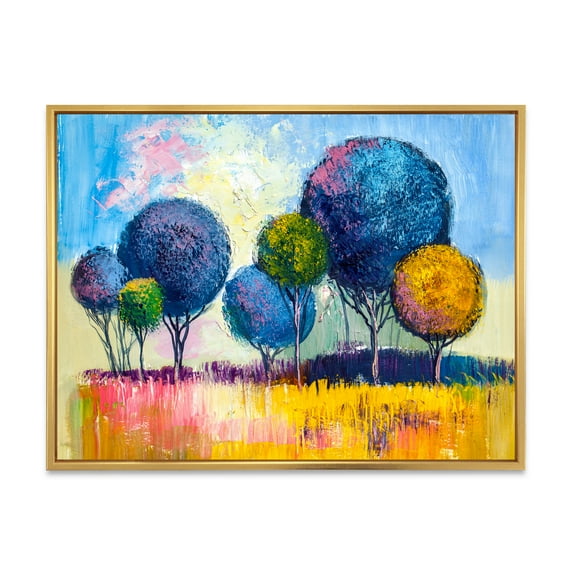 Designart 'Autumn Colorful Fantasy Trees III' Modern Framed Canvas Wall Art Print