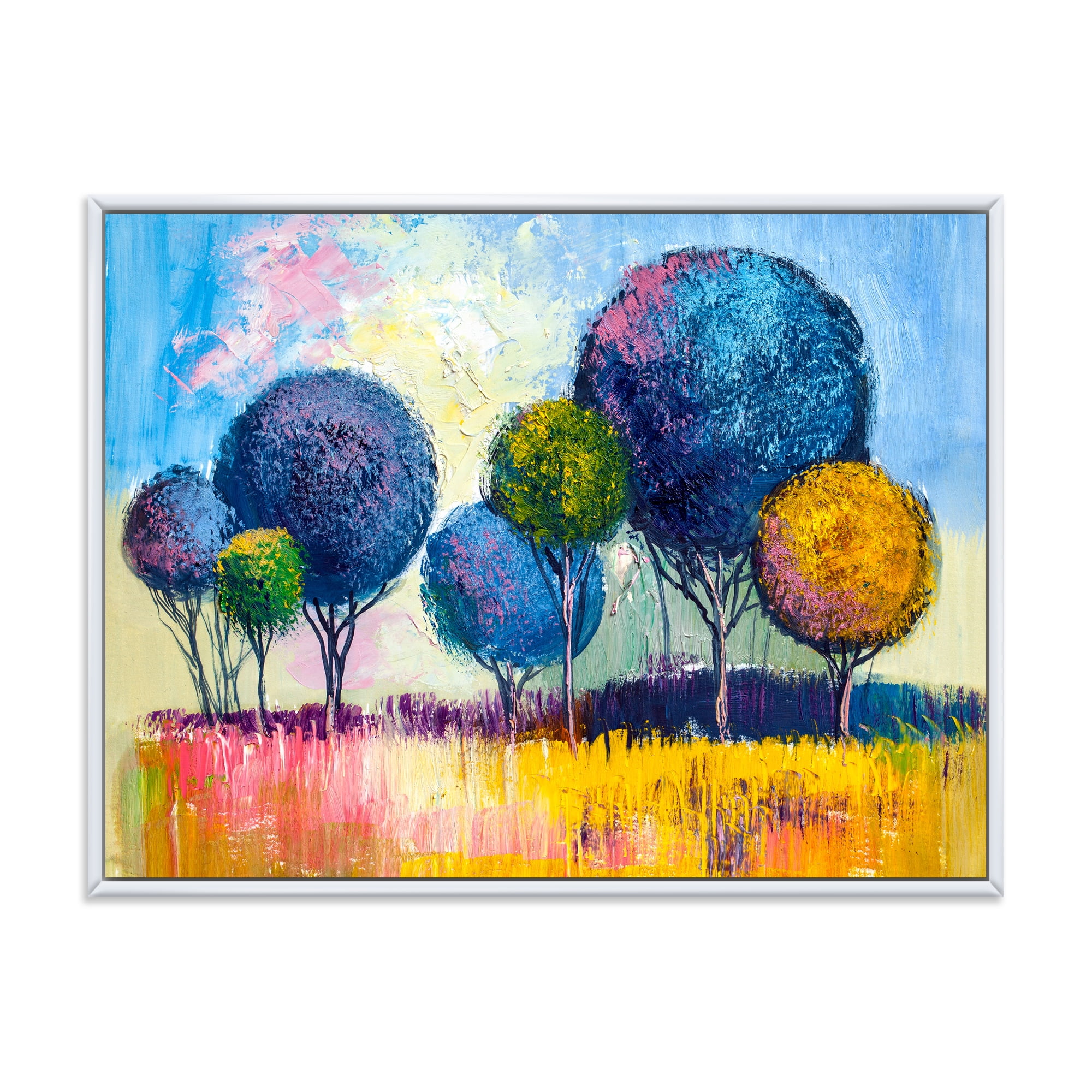 Designart 'Autumn Colorful Fantasy Trees III' Modern Framed Canvas Wall Art Print