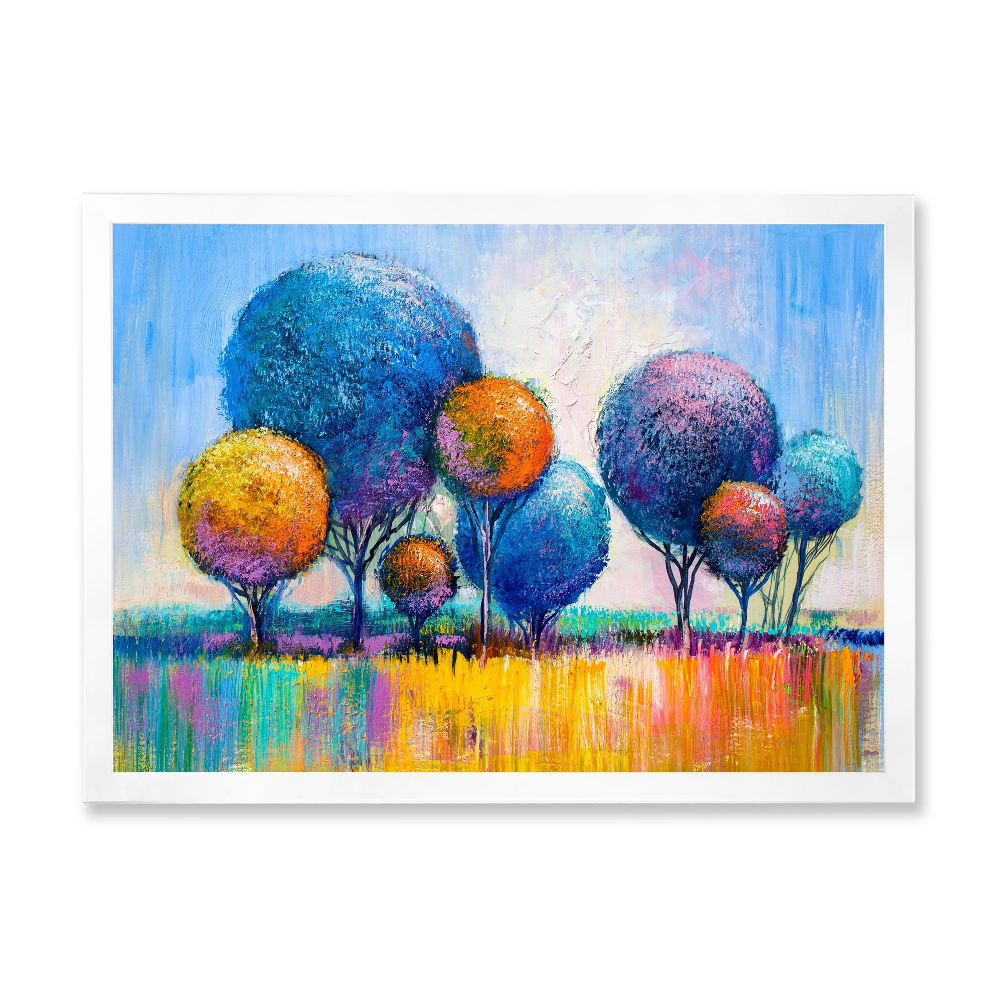 Designart 'Autumn Colorful Fantasy Trees IV' Modern Framed Art Print