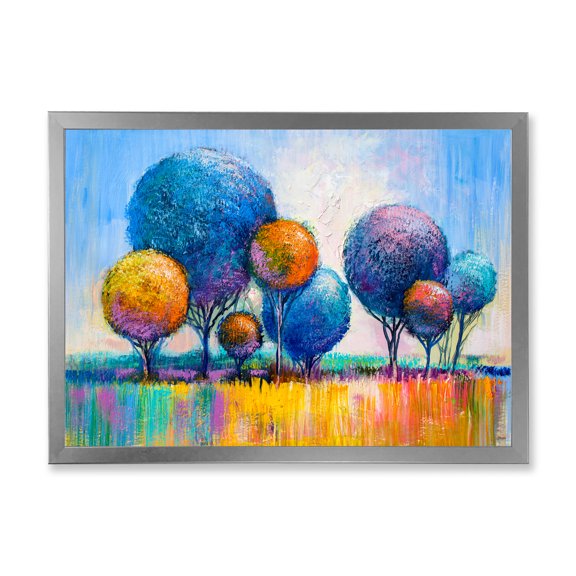 Designart 'Autumn Colorful Fantasy Trees IV' Modern Framed Art Print